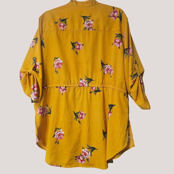 MPH Collection Womens Floral Print Button-Front Tunic Blouse 2X - Picture 3 of 10